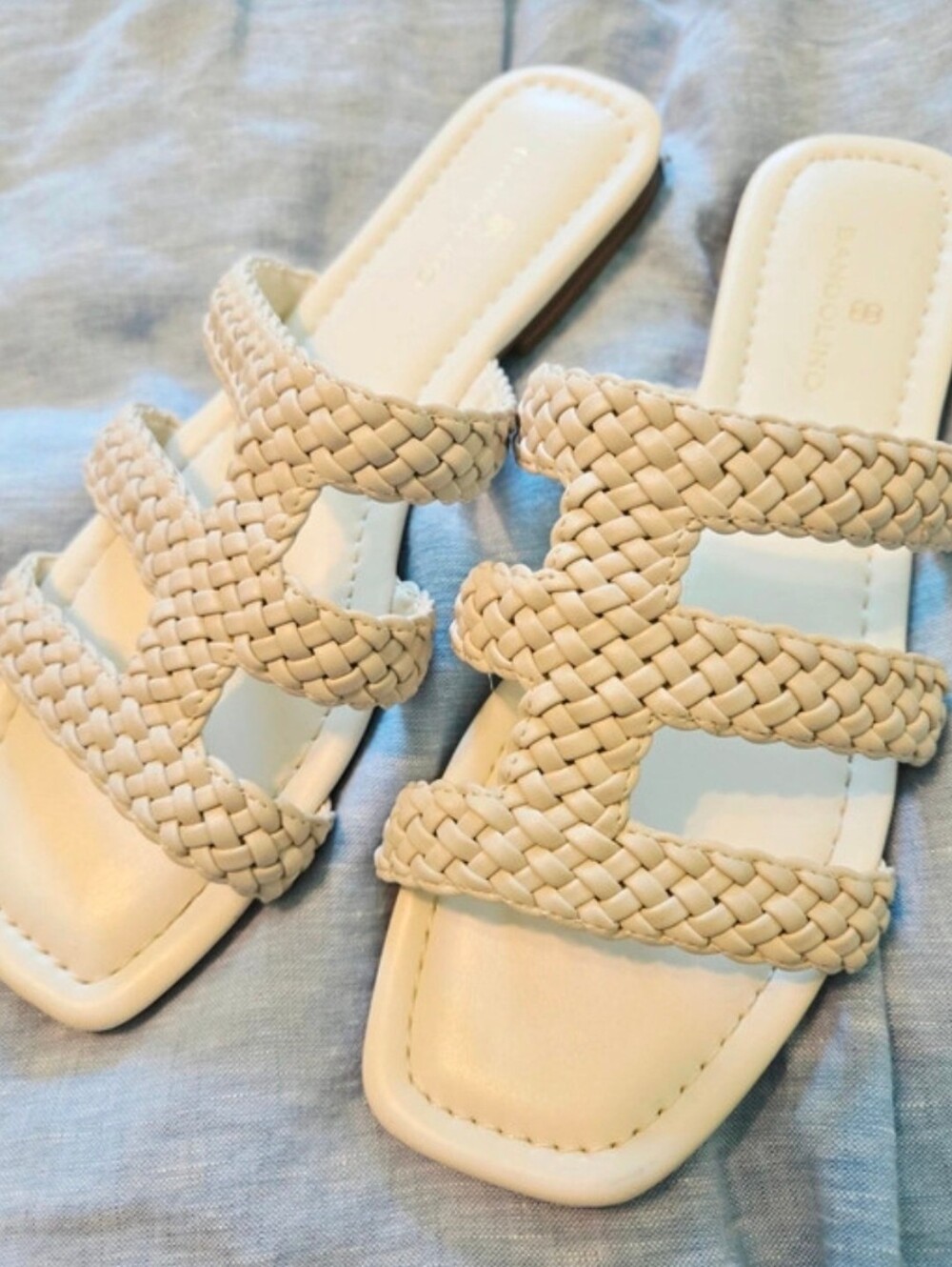 White Braided Slide Sandals for Women